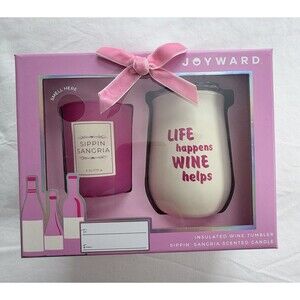 Joyward Insulated Wine Tumbler & Scented Candle Gift Set - Sippin’ Sangria - New